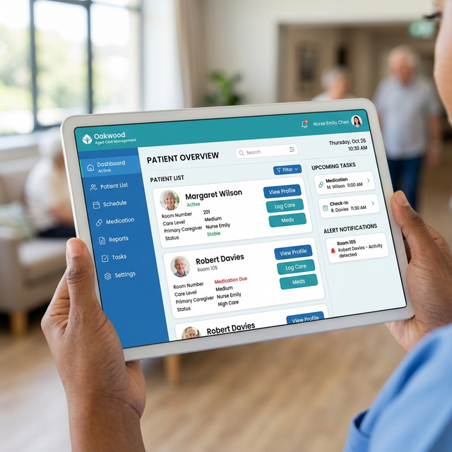 Aged Care Management Tablet Dashboard